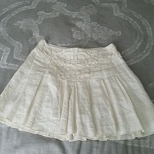 Anthropologie Cream Linen Skirt